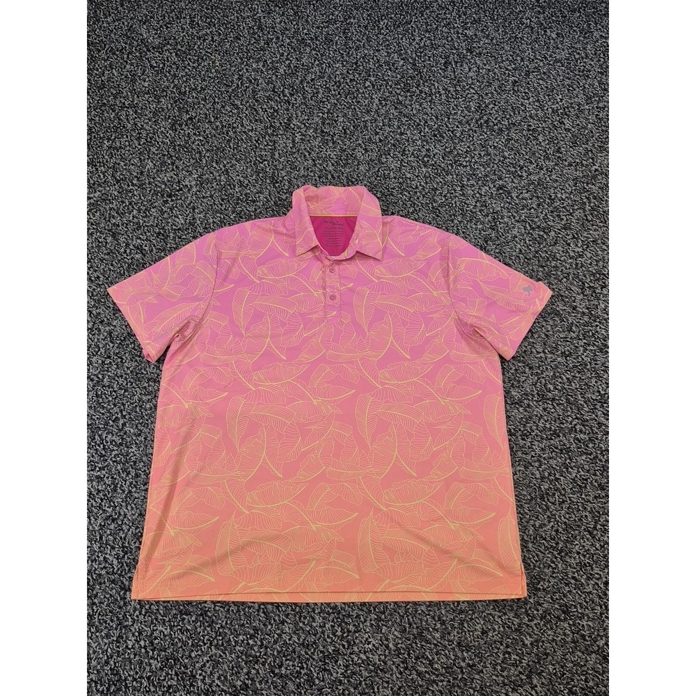 Birdie Bound Polo Shirt Mens Size 2XL XXL Palm Orange Pink‎ Golf Short Sleeve